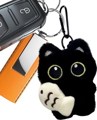Generic Cute Cat Keychain | Cute Plush Animal Keychain for Purse,Collectible Keyring Backpack Accessories for Pet Lovers Collectors Wallets Tote Bags Car Hall