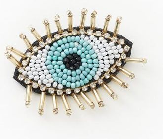 Matr Boomie Bala Mani Beaded Evil Eye Brooch Pin in Blue at Nordstrom