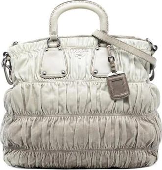 Prada Pre-owned Handbags, female, Gray, Size: ONE SIZE Pre-owned Vintage Leather Handbag