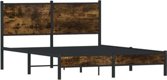 vidaXL Estructura De Cama Sin Colch&oacute;n Metal Roble Ahumado 137x190 Cm Vidaxl