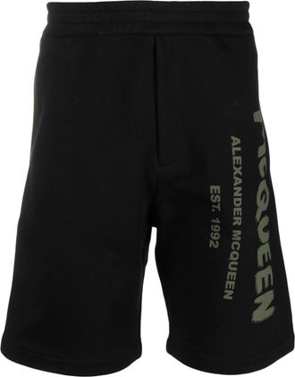 Alexander McQueen logo-print cotton shorts - men - Cotton/Cotton - M - Black