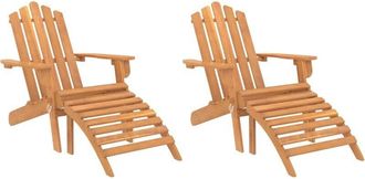 vidaXL Garden Adirondack Chairs with Footrests 2 pcs Solid Wood Acacia vidaXL