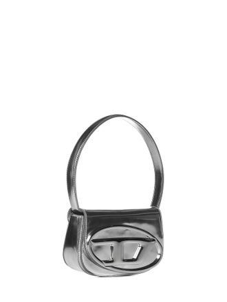 Diesel Womens Shoulder Bag 1dr Mirrored Leather Silver Calf