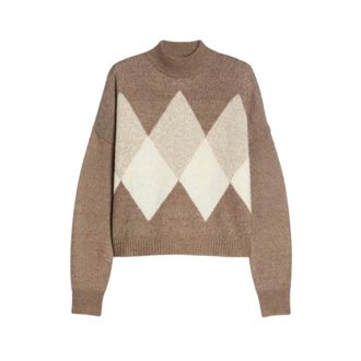 Pennyblack Truien & Vesten, Dames, Bruin, S, Argyle Cropped Turtleneck Trui
