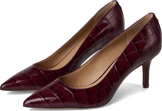 Lauren Ralph Lauren Lanette Croc-Embossed Leather Pumps Womens Shoes Dark Garnet : 7.5 B - Medium, Rubber