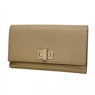 Fendi Beige Leather Long Wallet (Bi-Fold) (Pre-Owned)