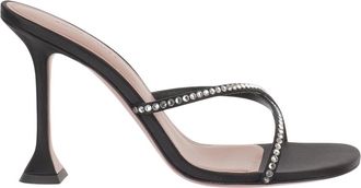Amina Muaddi Black Embellished Sally Heels