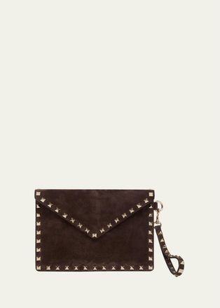 Valentino Garavani Rockstud Suede Wristlet Pouch Bag