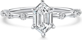 Pompeii3 Certified 1 1/3Ct Hexagon Diamond Jamie Engagement Ring 14k Gold Lab Grown