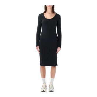Nike Abito midi aderente a costine lunghe maniche lunghe Chill Knit di Nike Sportswear - - Sport - Donna - Nero - L