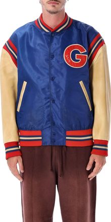Golden Goose Vibrant Blue College Bomber Jacket with Contrasting Details
