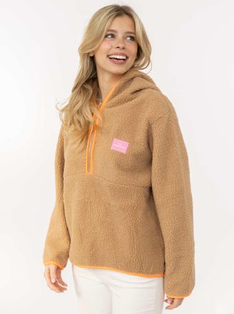 Zwillingsherz Hoodie ZWILLINGSHERZ Zwillingsherz, Damen, Gr. XL, taupe, Obermaterial: 100% Polyester, Sweatshirts Hoodie, kuschelig, praktischer Zipper, Kontrastdet