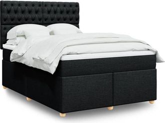 vidaXL Cama Box Spring Con Colch&oacute;n Tela Negro 140x200 Cm Vidaxl