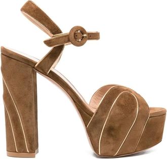Gianvito Rossi High Heel Sandalen - Dames - Sandalen met hakken - Bruin - 36 EU - Nylon - Schoenen
