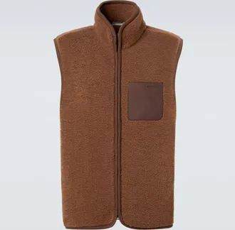Moncler Leather-trimmed teddy vest