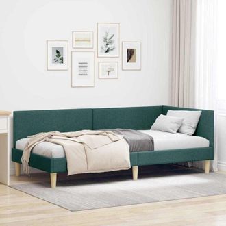 vidaXL vidaXL Cornice del letto ad angolo Verde scuro 90 x 200 cm