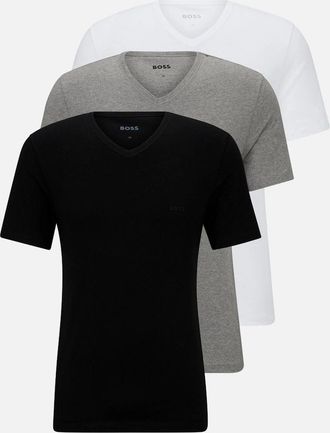 HUGO BOSS Mens 3-Pack Classic-Fit V-Neck T-Shirts, Black/White/Grey - Size: 36