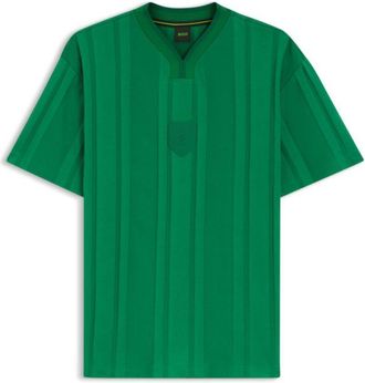 BOSS Textured-stripe T-shirt in cotton