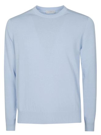 Ballantyne Light Blue Plain Cotton Sweater