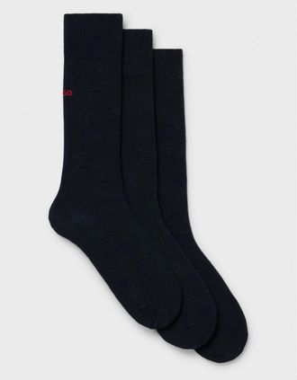 HUGO BOSS Mens HUGO Mens 3-Pack of Regular Length Socks with Logo Details NOS - Black 001 - Size: 6/6.5/7.5/7/11/10/8/8.5/12/9.5/9/11.5/10.5