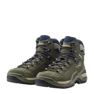 Lowa Wanderschuh LOWA RENEGADE EVO GTX MID, Herren, Gr. 41,5, oliv, navy, Leder, Schuhe Wanderschuh, wasserdicht, winddicht,atmungsaktiv dank GORE-TEX Memb