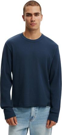 Cotton On Mens Cropped Fit Textured Long Sleeve in Auto Navy Waffle at Nordstrom, Size Xx-Large