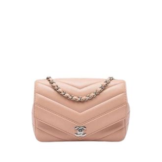 Chanel Pre-owned Chevron Envelope Crossbody Bag - Dames - Pre-owned - Beige - Maat: ONE Size Leer