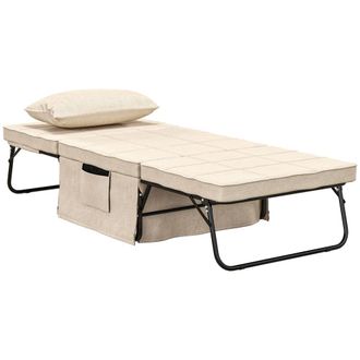 HOMCOM Sill&oacute;n cama 75x80x74 cm crema