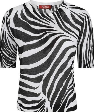 Max Mara Zebra Gepatrooneerd Organza T-shirt - Dames - Blouses - Veelkleurig - L - Organza - Overhemden