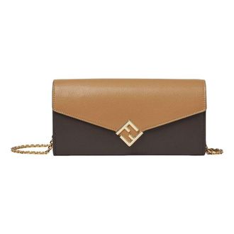 Fendi (WMNS) Fendi FW25 FF Diamonds Continental With Chain Brown Beige 8M0365ALV4F1UJ9