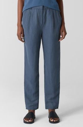 Eileen Fisher Pleated Organic Linen & Silk Ankle Pants in Eclipse at Nordstrom Rack, Size Medium