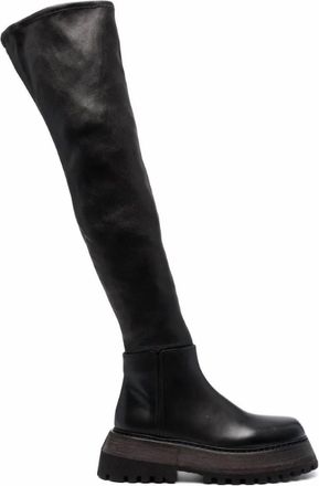 Marsèll Womens Over-The-Knee Platform Leather Boots In Black