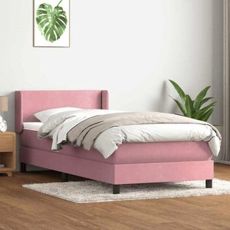 vidaXL Cama Box Spring Con Colch&oacute;n Terciopelo Rosa 90x210 Cm Vidaxl