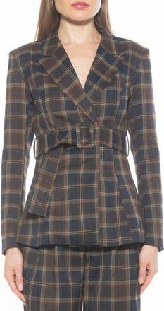 Alexia Admor Janna Plaid Longline Blazer in Brown Plaid at Nordstrom Rack, Size 12