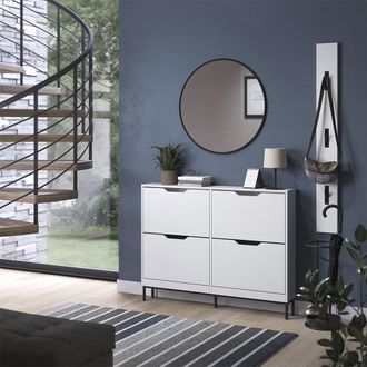 Vicco Zapatera Abatible Luca, Blanco, 116 X 88.5 Cm Con 2x2 Compartimentos Abatibles, Vicco