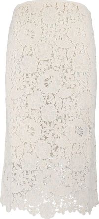 Ermanno Scervino Floral Lace Overlay Scalloped Hemline Midi Skirt