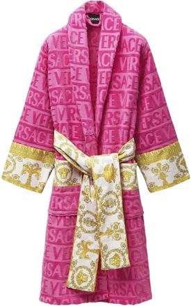 Versace I Heart Baroque Bathrobe - male - Versace - Robes - Pink - L - Nightwear & Lounge