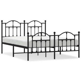Berkfield Home Metal Bed Frame with Headboard & Footboard Black 135x190 cm Double