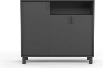 HERDASA Recibidor Zapatero 3 Puertas Modelo 520 Acabado Grafito. 88 Cm (alto) X 100 Cm (ancho) X 37 Cm (prof.)