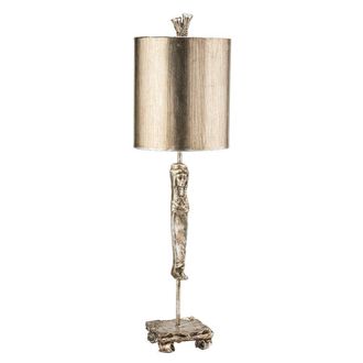 Loops Table Lamp Stacked Base Swivel Feet Sculpted Metal Stem Aged Silver LED E27 60W