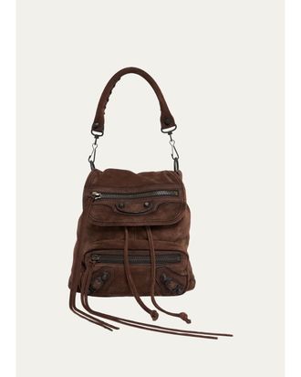 Balenciaga Le City Waxed Suede Backpack