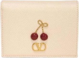 Valentino Pre-owned Cheriffic Small Wallet Grain Calfskin Bifold Wallet - Dames - Vintage Accessoires - Beige - ONE Size - Vintage