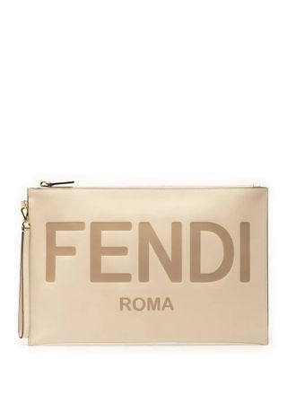 Fendi 2010-2025 Leather Logo clutch bag - White