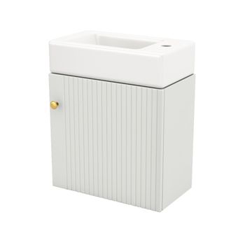 STILVORA Mueble Bajo Lavabo Con 1 Puerta De Cierre Suave Y Tirador Met&aacute;lico, Frente 3d, Para Ba&ntilde;o Peque&ntilde;o, Mdf, Blanco