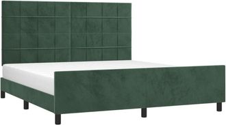 vidaXL Vidaxl - Estructura Cama Sin Colch&oacute;n Terciopelo Verde Oscuro 160x200 Cm