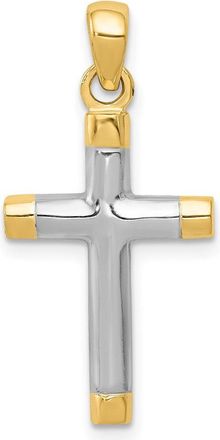 Diamond2Deal 14k Yellow Gold Rhodium Cross Pendant