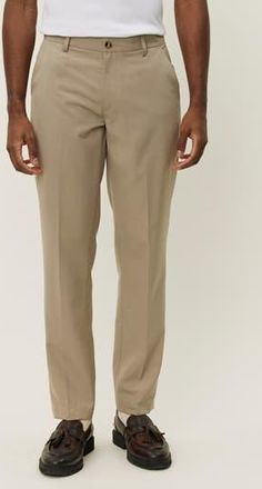 Les Deux Como Regular Fit Flat Front Dress Pants in Dark Sand at Nordstrom Rack, Size 31