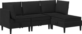 vidaXL Juego De Muebles De Sal&oacute;n 4 Uds. Negro Tela Vidaxl