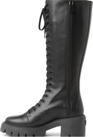 Stuart Weitzman Soho Lug Hoge Haklaarzen - Dames - Hoge Laarzen - Zwart - 34 1/2 EU - Chiffon - Schoenen