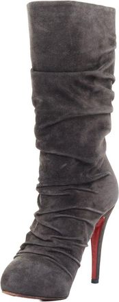 Christian Louboutin Womens Suede Piros Ruched Boot (Authentic Pre-Loved)